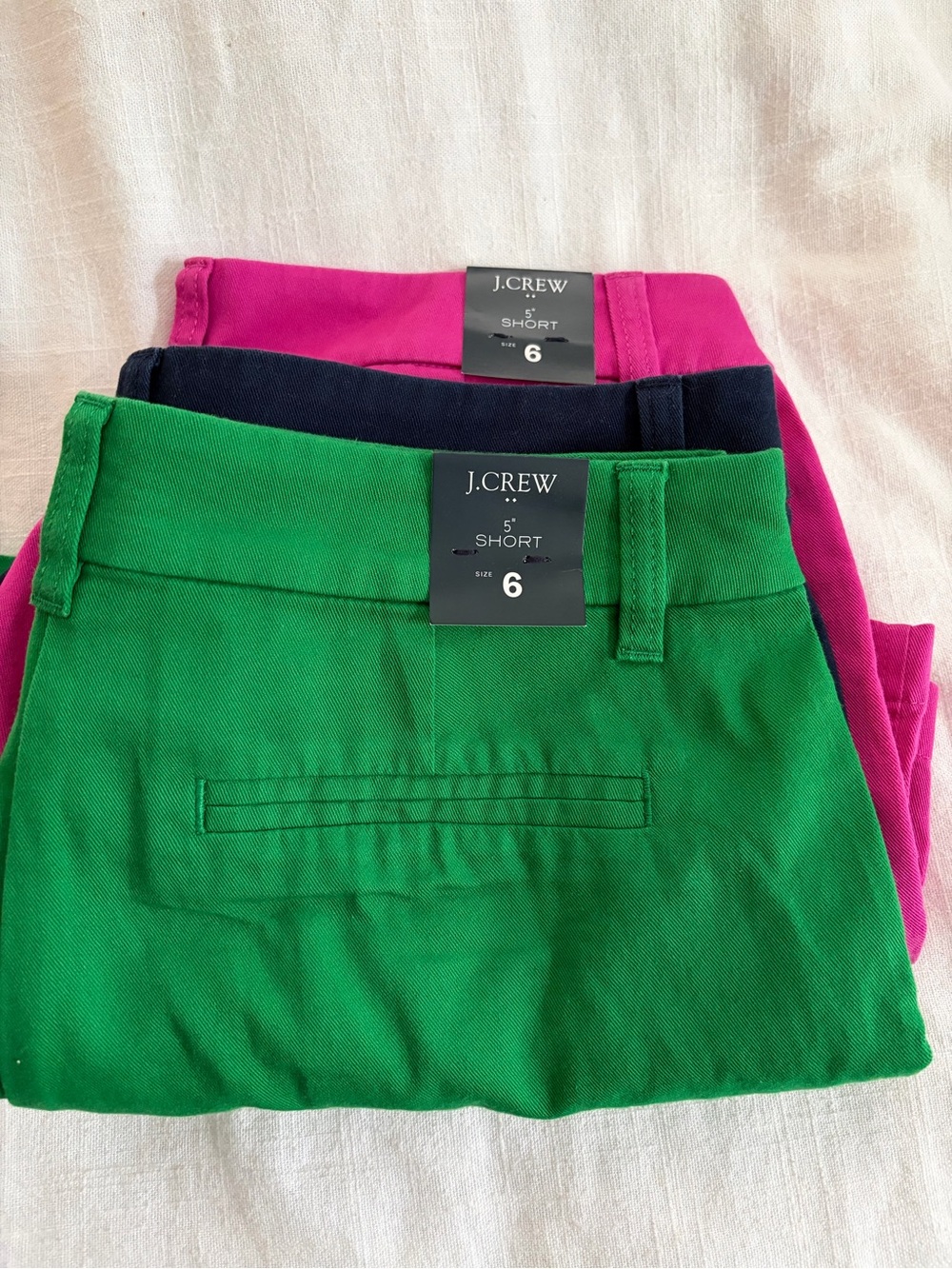 Lot of J.Crew Women’s 5" Short Chino Shorts in Green, Navy & Pink - Size 6